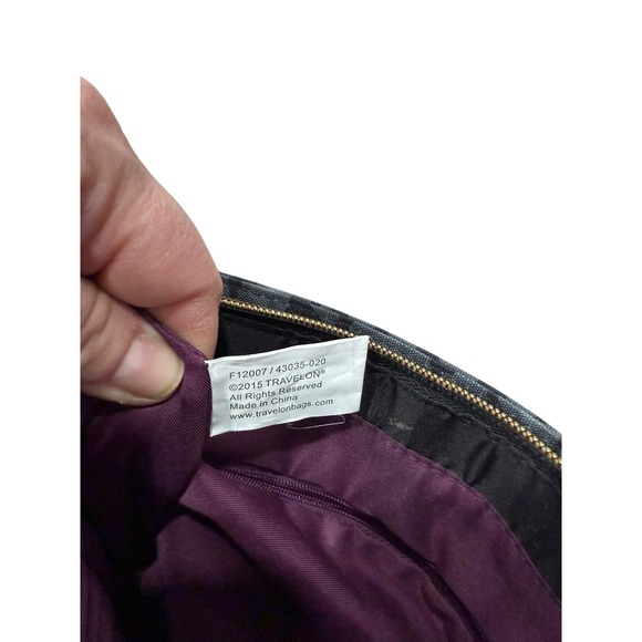 Travelon‎ Anti Theft RFID Purse Crossbody Gray Black Animal Print Shoulder Bag - Picture 7 of 11